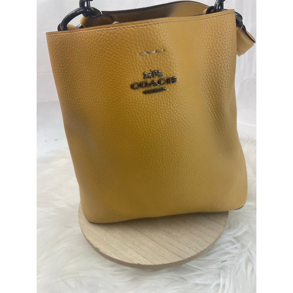 Coach Small Town Bucket Bag $398 Mustard Pebbled Leather